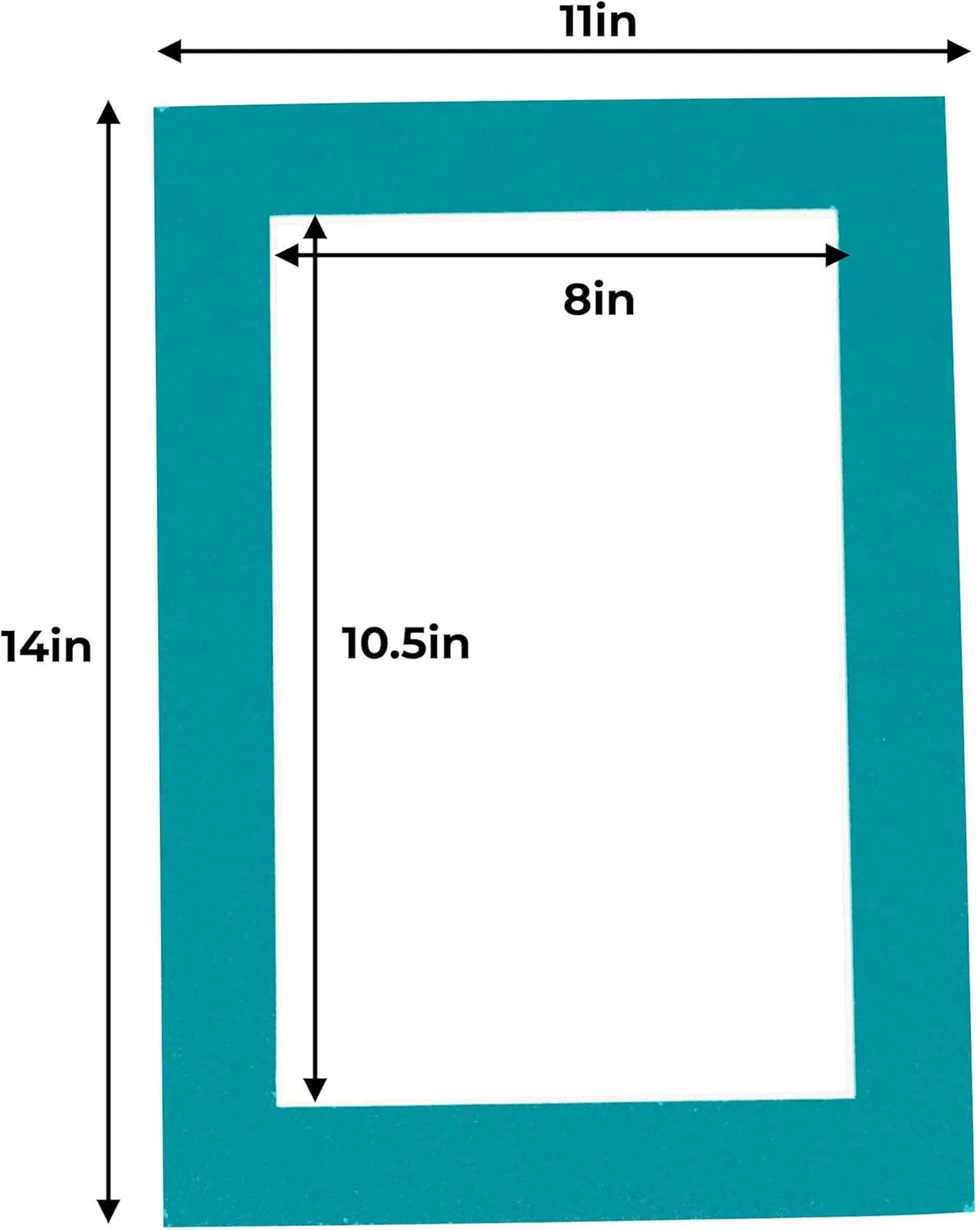 11x14 Mat for 8.5x11 Photo - Precut Teal Blue Picture Matboard for Frames Measuring 11 x 14 Inches - Bevel Cut Matte to Display Art 8.5 x 11 Inches - Acid Free ONE MAT with Backing Board & Clear Bag