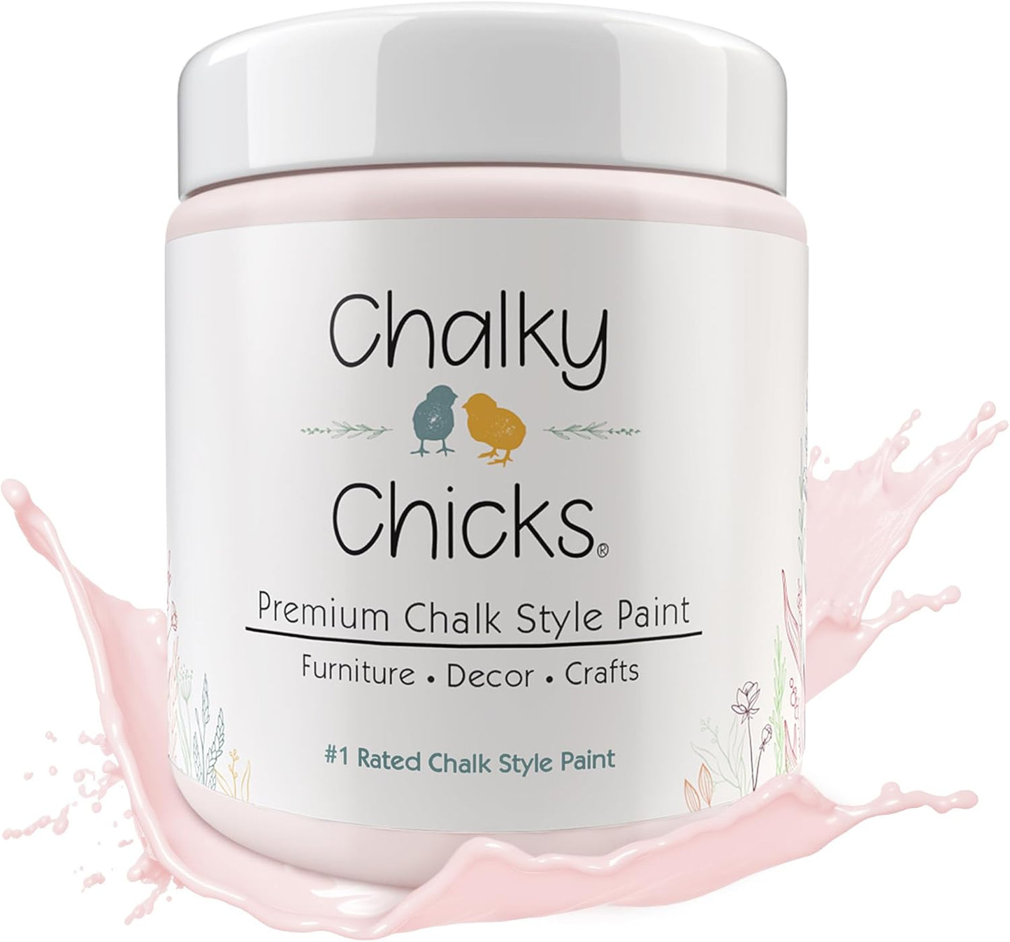 Chalky Chicks All-in-One Chalk Paint for Furniture or Cabinet - 16 Fl Oz - Matte Finish Paris Pink for Metal, Wood Furniture Paint - No Sanding All-in-One for Home Decor & Crafts, USA Made