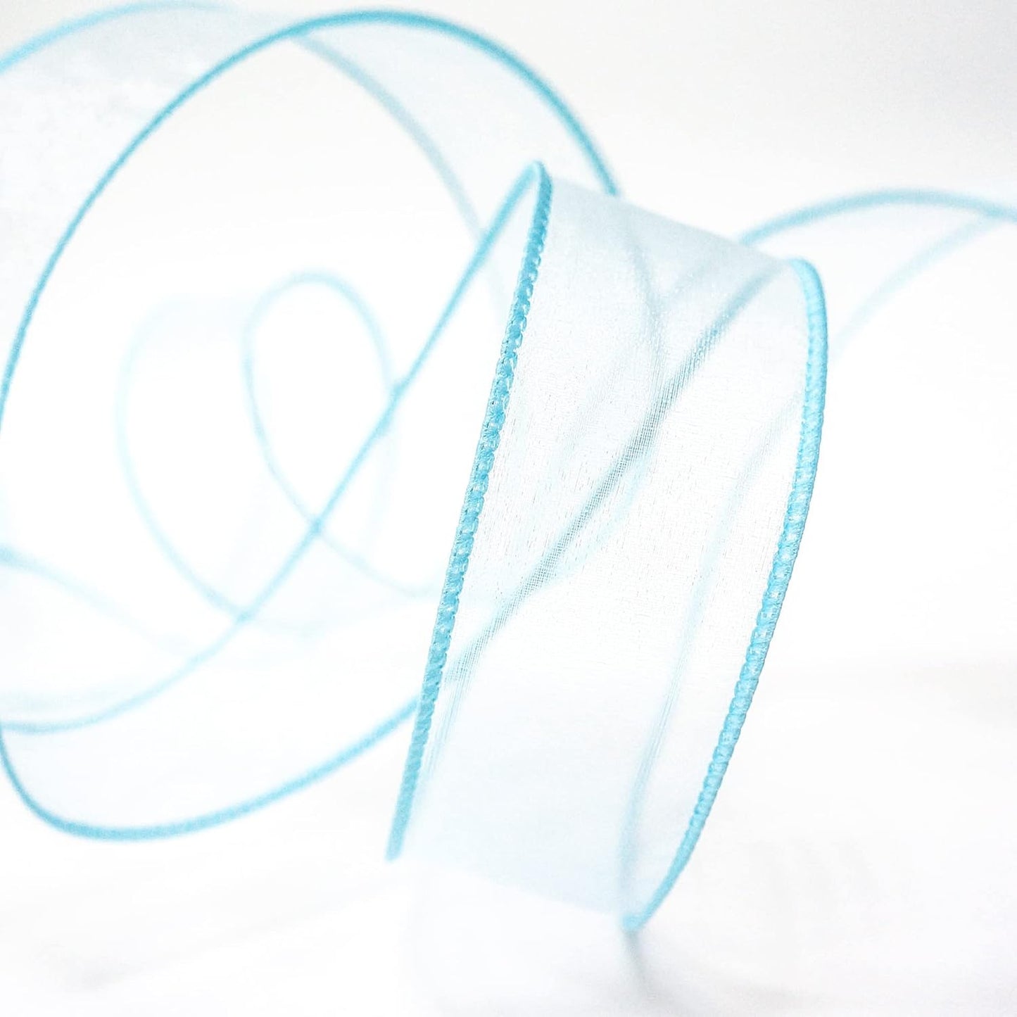 CT CRAFT LLC Sheer Organza Wired Ribbon 1.5" x 50Yards Blue for Wedding Chair Bow Flora Bouquet Gift Wrapping Christmas Tree Home Decor Wreath