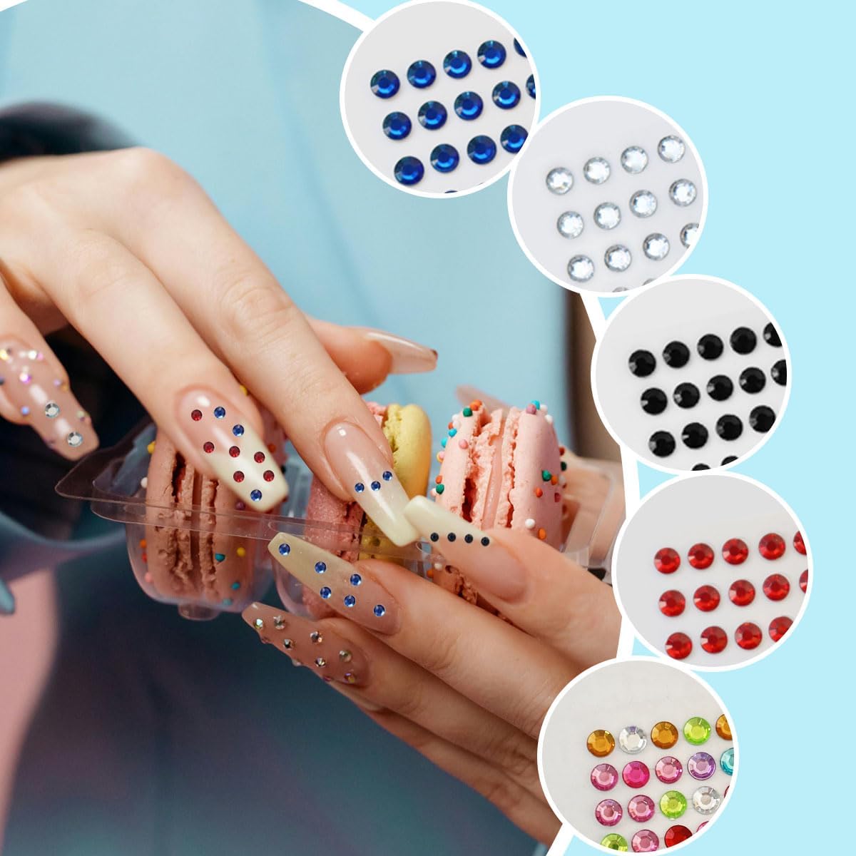 4 Sheets Self Adhesive Pearl Stickers, Self 4 Sizes Bling Rhinestone Sticker, Rhinestone Stickers,Flat Back Pearls Sticker for DIY Crafts Craft Card Decorations Nail Art Beauty Makeup (Blue)