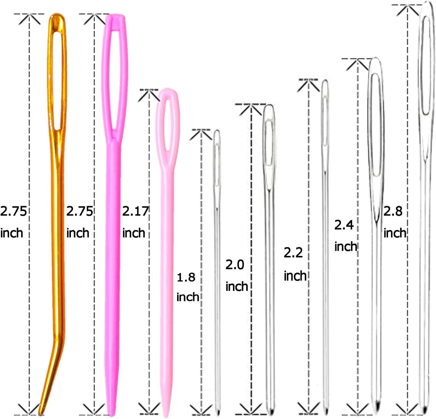 Hekisn 45Pcs Large Eye Blunt Yarn Needles kit, Assorted Sizes Bent Tapestry Darning Needle, Sewing Needles with Needle Threaders & Stitch Markers for Knitting Crochet (Orange&Purple)