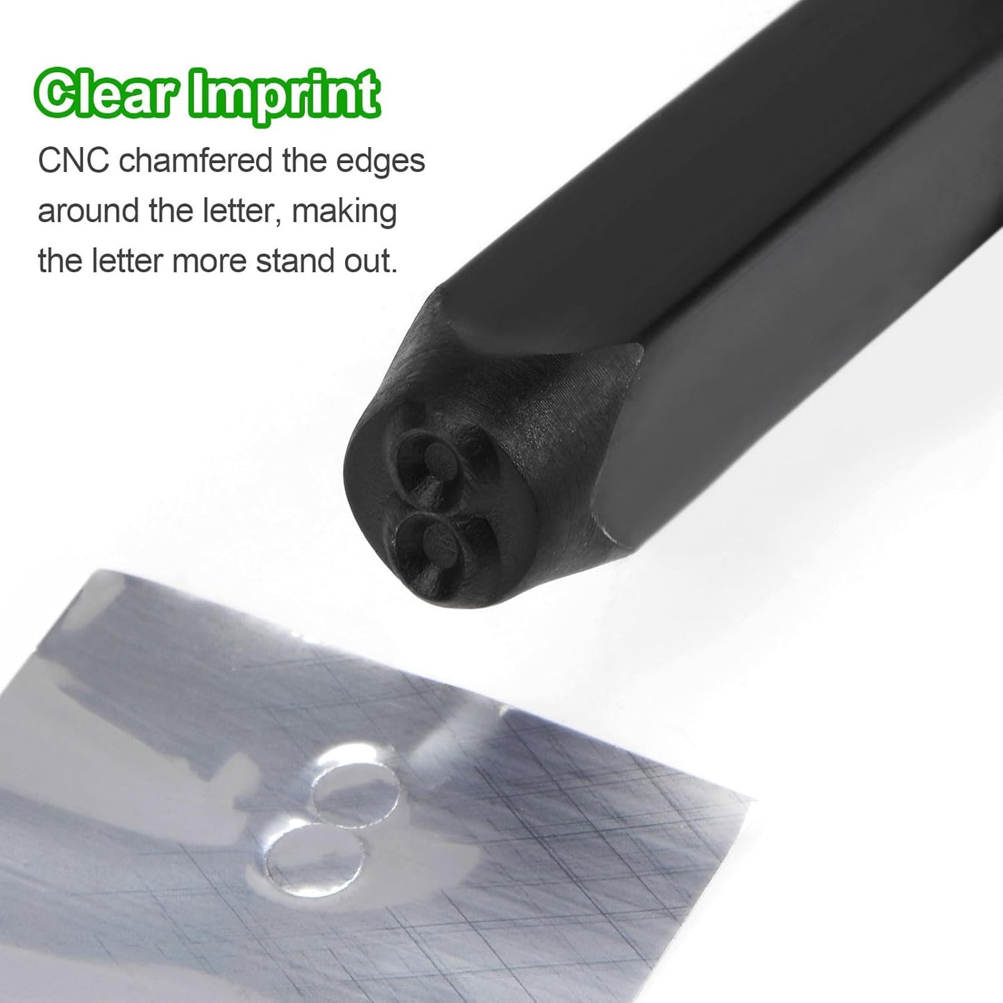 HARFINGTON 36pcs Metal Stamping Kit 3/16" (5mm) (A-Z, 0-8, "&" Symbol) Steel Letter Punch Press Tool with Hole Punch to Stamp on Metal, Plastic, Wood, Leather, Black