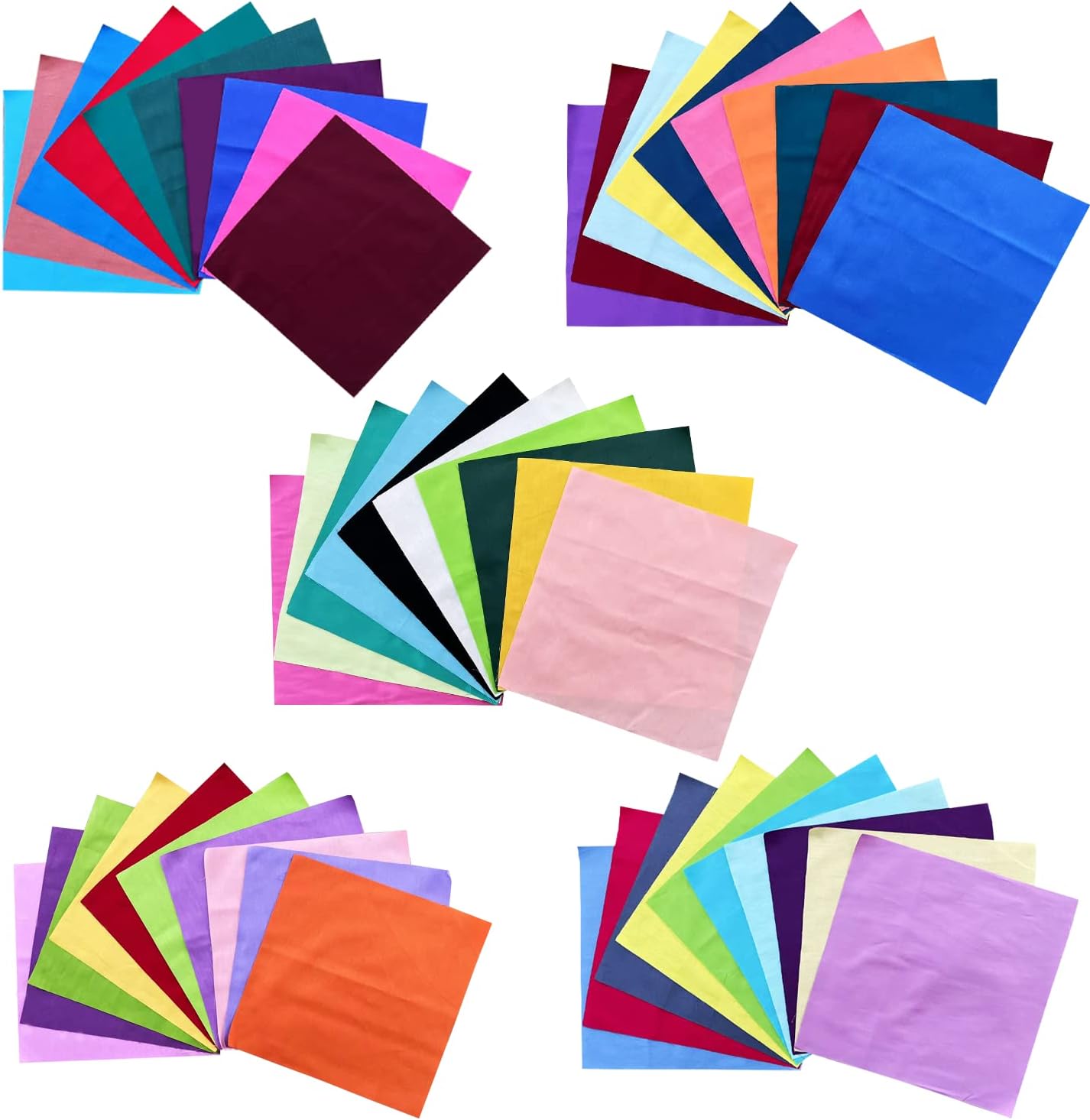 HANPATQUI 50PCS 8 x 8 inch Solid 100% Cotton Fat Quarters Fabric for Sewing and Quilting Bundles Precut Fabric Square for DIY Craft Patchwork