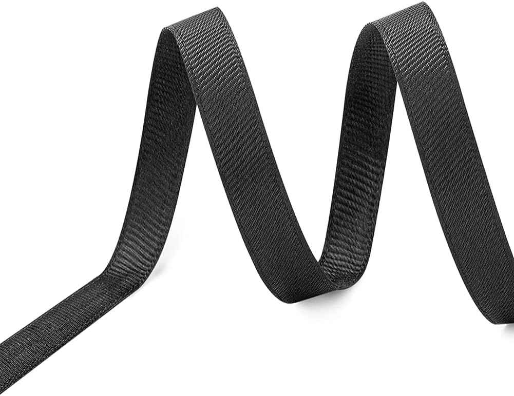 LIUYAXI 1/4" X 50 Yards Solid Black Grosgrain Ribbon, Perfect for Crafts, Wedding Decor, DIY Hair Accessories, Sewing, Gift Package Wrapping and More