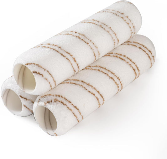 Mister Rui 9 Inch Microfiber Roller Covers 3-Pack, 3/8" Nap Sleeves for Walls & Ceilings, Reusable Paint Rollers for Smooth Finish