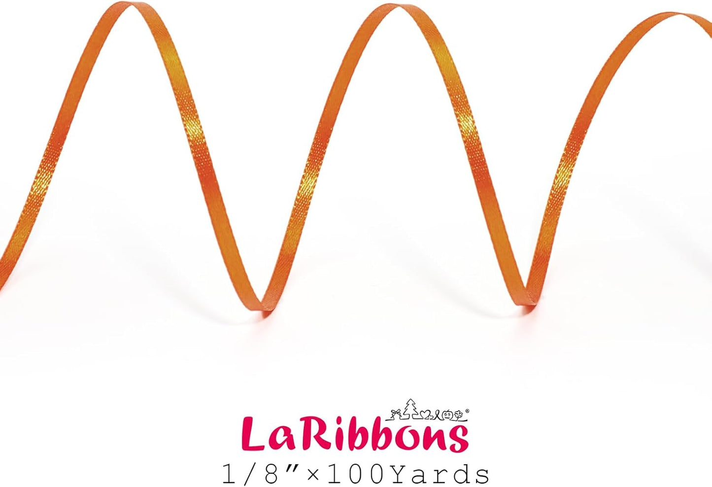 LaRibbons Orange Satin Ribbon 1/8 Inch 100 Yards Thin Luxury Double Faced Russet Orange Silk Ribbon for Flower Bouquet Crafts Gift Wrapping Wedding Fall Decoration