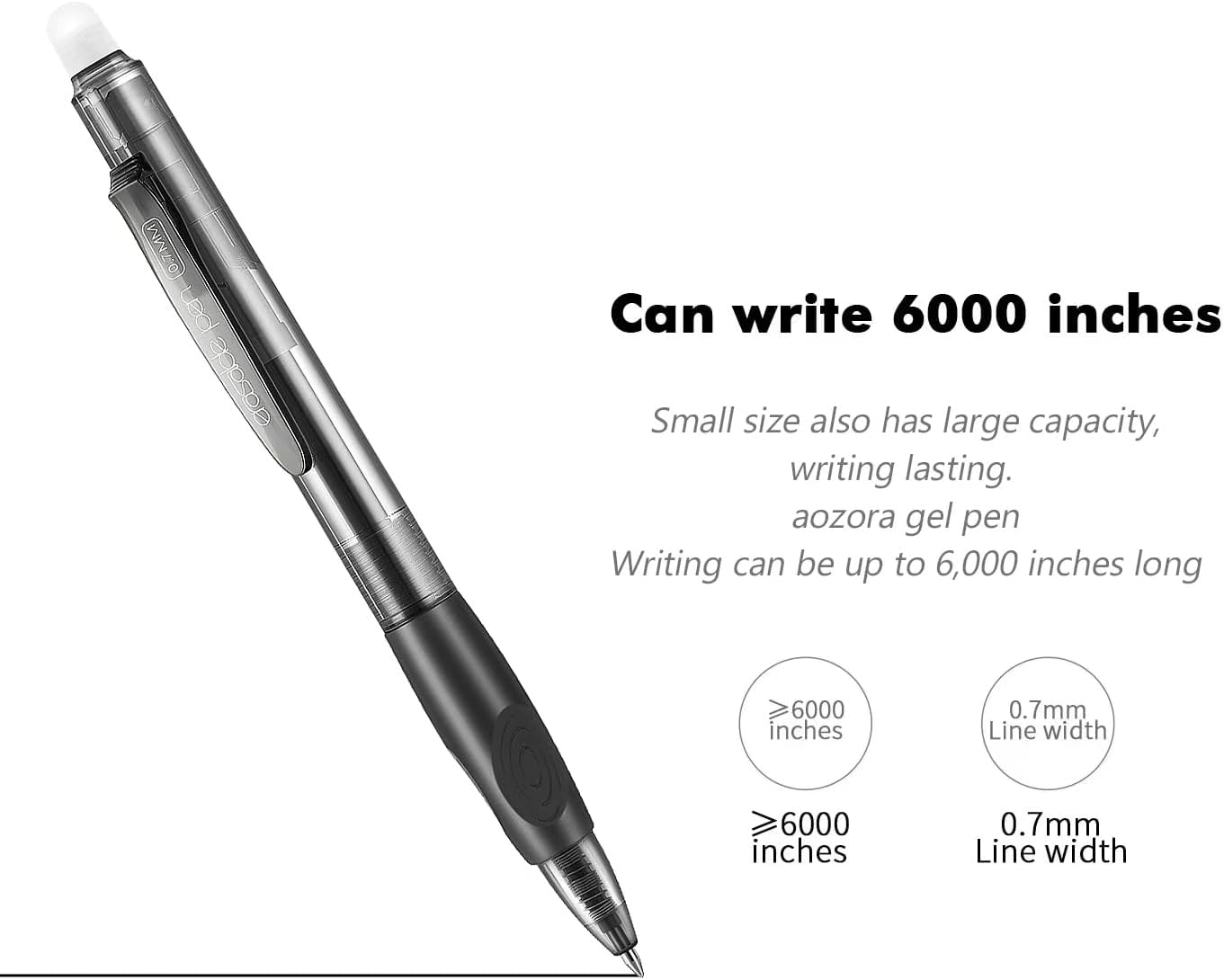 Aozora Erasable Pens Click Fine Point 0.7 mm Retractable Erasable Gel Pens for Completing Sudoku and Crossword Puzzles 12 Pack (Black＆Blue)