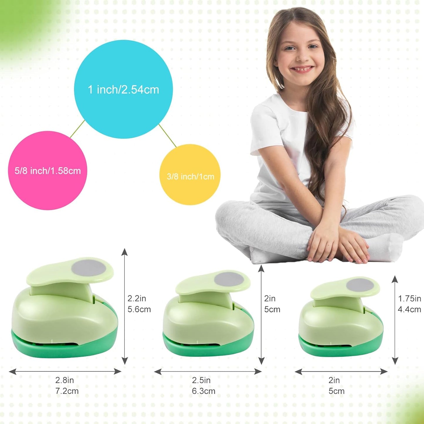 UCEC Circle Cutter, 3 Pcs Circle Punch, 2 + 1 + 5/8 Inch Craft Hole Punch, Paper Cutter for Crafting Hole Punch for Paper Crafting Card, Making Scrapbook Craft, DIY Office Supplies