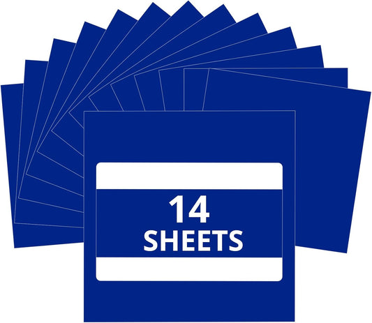 HTVRONT Royal Blue Permanent Vinyl for Cutting Machine - 14 Pack Blue Glossy 12 ” x 12 ” Permanent Vinyl Sheets for Craft Projects, Royal Blue Adhesive Bundle Compatible with Cricut Cutting Machine