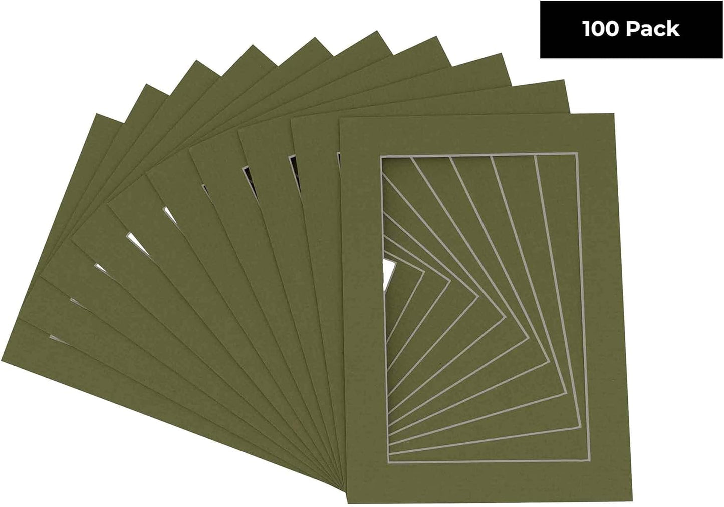 5x7 Mat for 8.5x11 Frame - Precut Mat Board Acid-Free Show Kit with Backing Board, and Clear Bags Dill Green 5x7 Photo Matte Made to Fit a 8.5x11 Picture Frame Matboard for Framing, Pack of 100 Mats