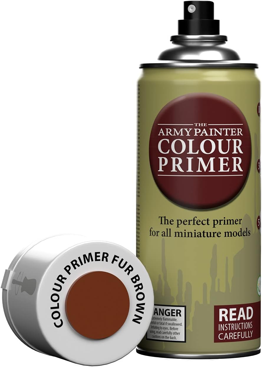 The Army Painter Colour Primer Fur Brown, 400 mL Acrylic Spray Primer, Spray Paint Basecoat for Miniature Priming, Tabletop Roleplaying, Boardgames, and Wargames Miniature Modelling