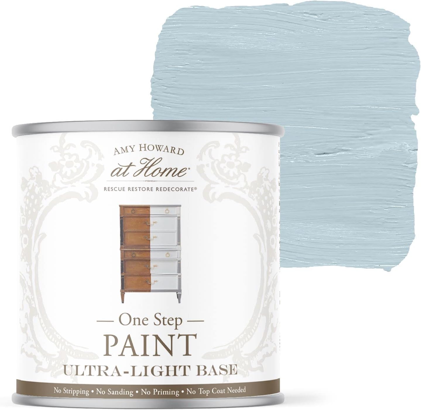 AMY HOWARD AT HOME Chalk-Based One Step Paint for Furniture, Cabinetry, Decor, Finish, and More | No Stripping, Sanding, or Priming | Ultra-Light Base | 32 Ounce | French Blue