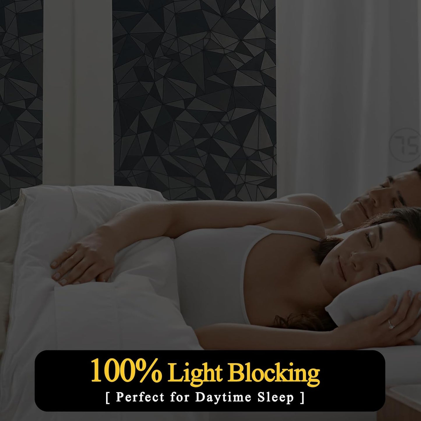 Niviy Blackout Window Privacy Film with Installation Tools Static Cling 100% Light Blocking Room Darkening, Heat Control Removable Window Tint for Home, Black Out Window Cover 17.7" by 78.7"