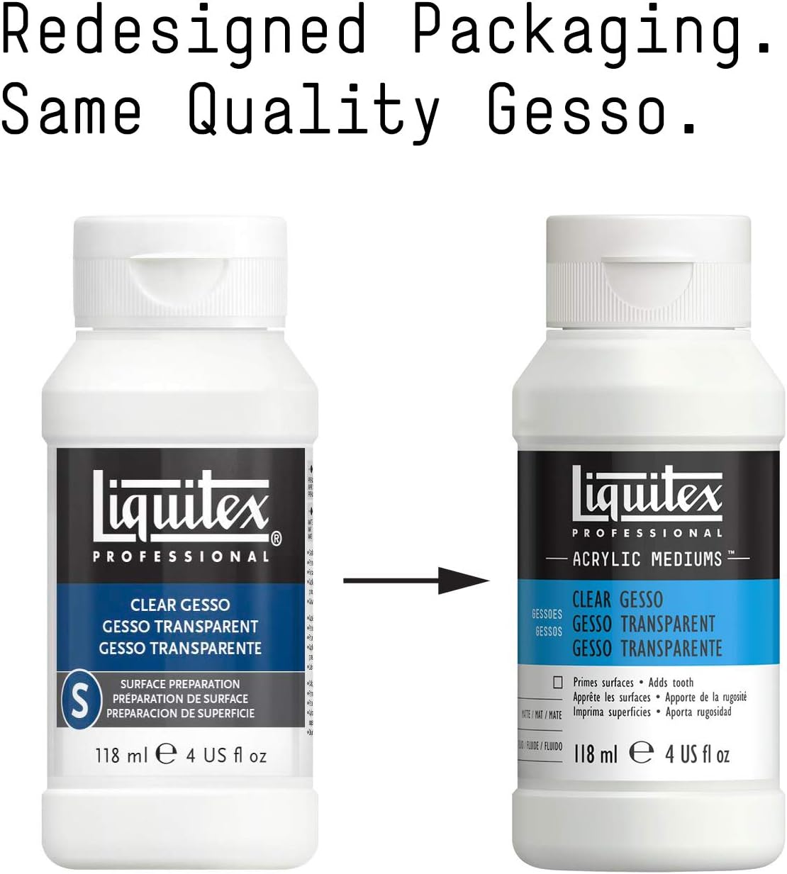 Liquitex Professional Gesso Surface Prep Medium, 118ml (4-oz), Clear