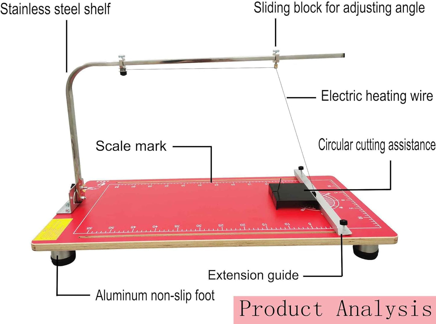 110V Hot Wire Foam Cutter with Scale, 30.7" ×15 ", 36W Professional Heat Cutting Machine for Foam, Sponge, EPE, Ribbon, KT Board, Adjustable Angle and Temperature