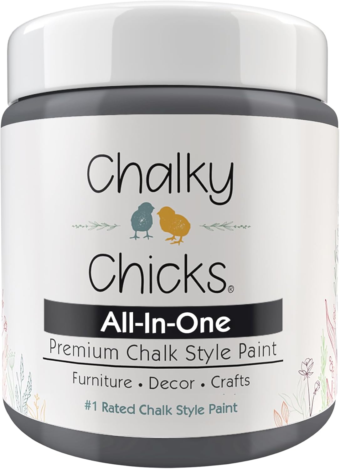 Chalky Chicks All-in-One Chalk Paint for Furniture or Cabinet - 8Fl Oz - Matte Finish Nailed It (Blueish Gray) for Metal, Wood Furniture Paint - No Sanding All-in-One for Home Decor & Crafts, USA Made