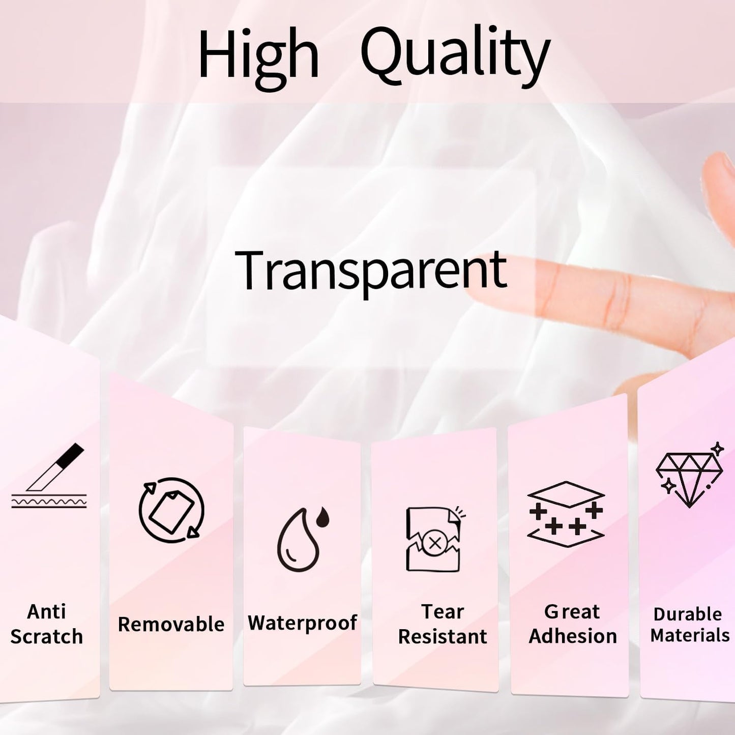 2" x 2" Square Transparent Thermal Labels Stickers, Clear Thermal Labels, Transparent Holographic Pink Direct Thermals Label, Perforation Line Design- 200 Sheets