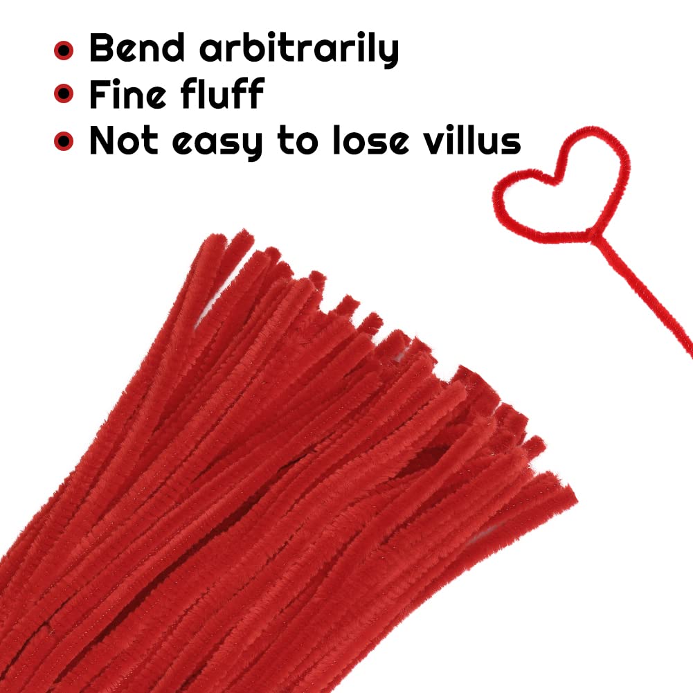 60 PCS Red Pipe Cleaners,Pipe Cleaners Chenille Stem,Pipe Cleaners Bulk,Art Pipe Cleaners for Creative Home Decoration Supplies and Crafts Project