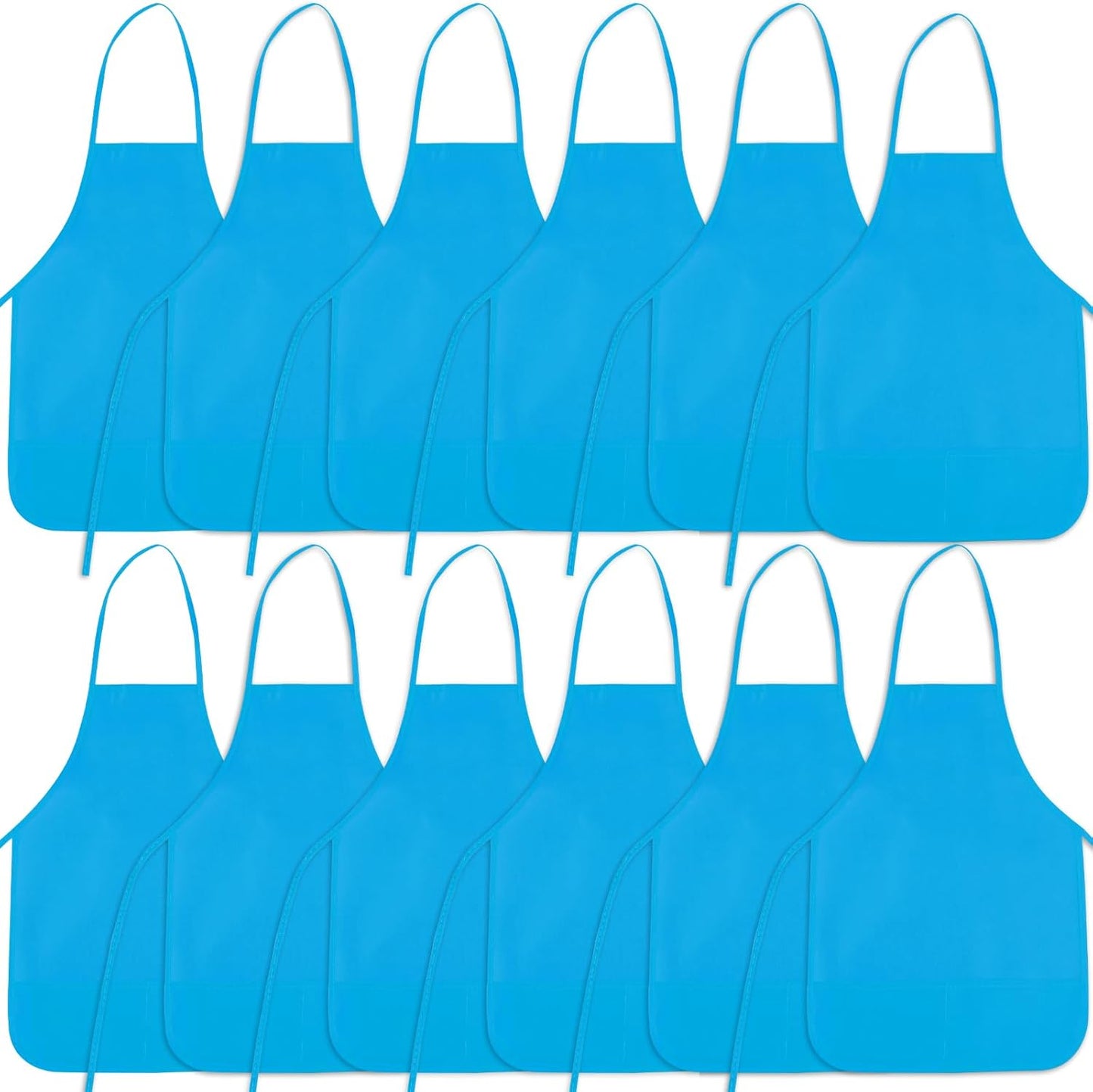 12 Pieces Light Blue Painting Aprons for Kids With 2 Roomy Pockets - Art, Painting Activity, Kitchen, Crafts