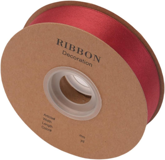 Double Side Satin Ribbon, Continuous 20 Yards,Use for Craft Bows Bouquet, Gift Wrapping, Wedding Decoration, Floral Arrangement (Burgandy, 1 inch)