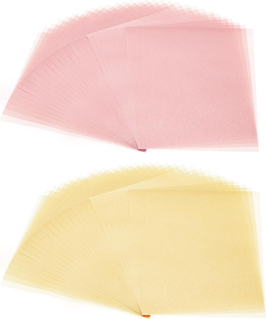 PATIKIL 60 Sheets Vellum Paper 8.5x11inches, Printable Translucent Paper 100GSM Colored for Invitations Laser Inkjet Printing Card Making Crafting Wedding Tracing, Beige Gold/Pink