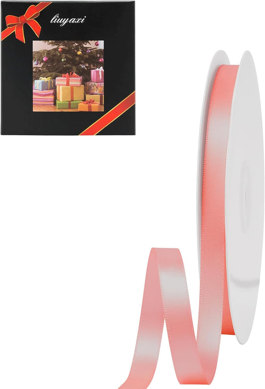 LIUYAXI Rose Gold Double Faced Satin Ribbon, 3/8" X Continuous 25 Yards, Ribbons Perfect for Gift Wrapping Bows Bouquet Wedding Decor DIY Craft and More