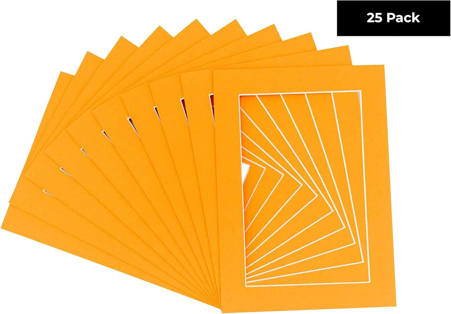 5x7 Mat for 8.5x11 Frame - Precut Mat Board Acid-Free Show Kit with Backing Board, and Clear Bags Orange 5x7 Photo Matte Made to Fit a 8.5x11 Picture Frame Matboard for Framing, Pack of 25 Mats