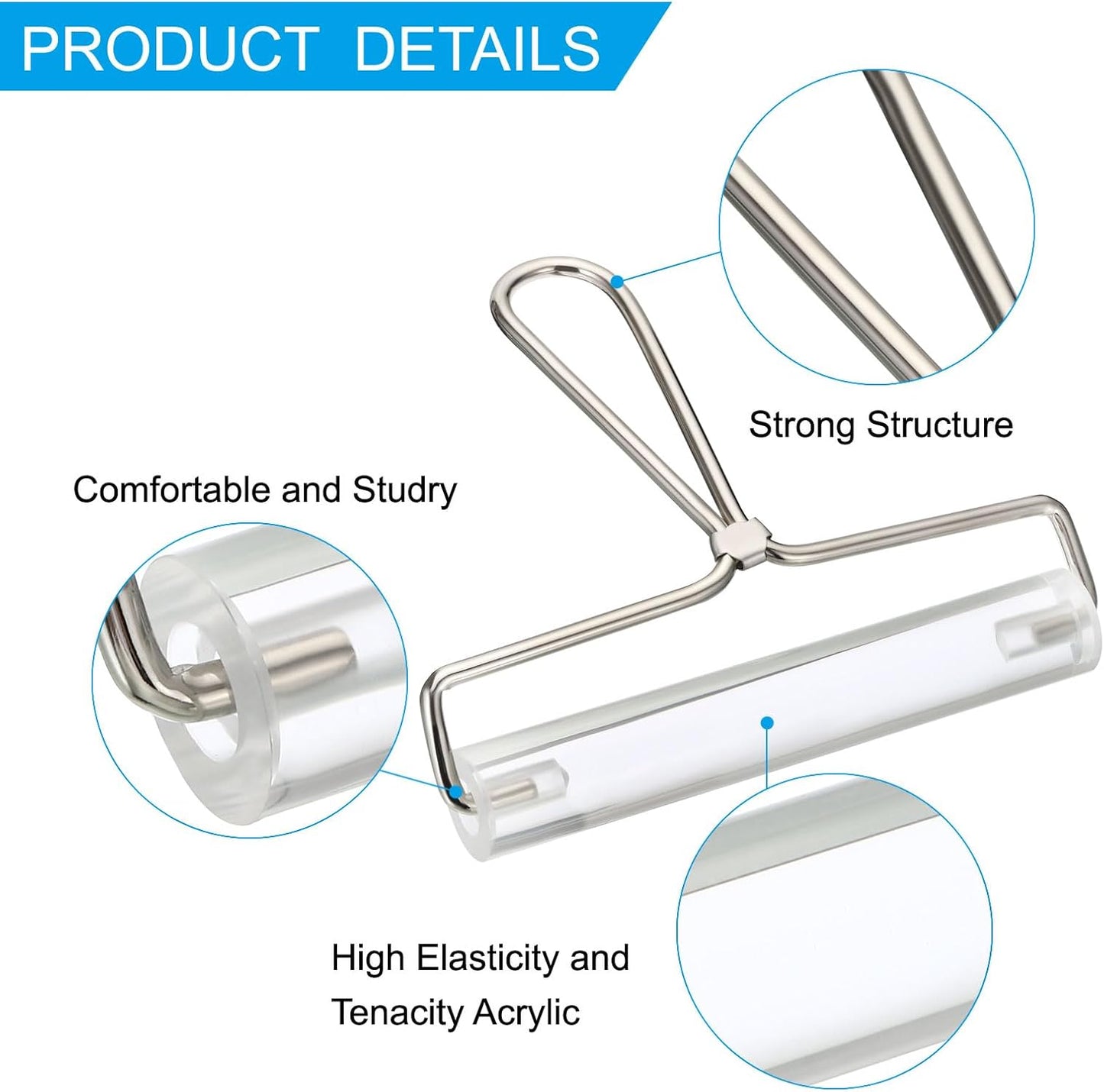 PATIKIL 6 Inch Acrylic Roller Brayer, Clay Rolling Pin Tools with Steel Handle for Wallpaper Printing Printmaking Ink Stamping Tape Construction