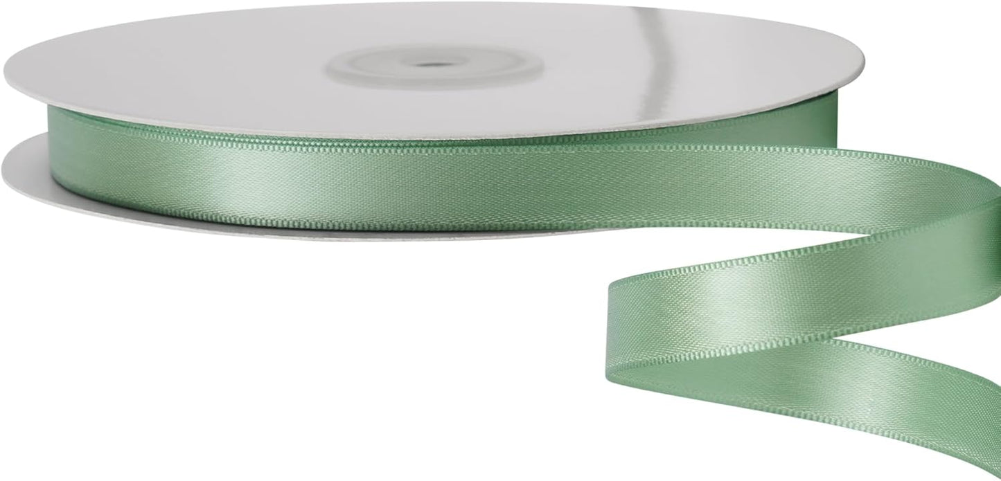 LIUYAXI Sage Green Stain Ribbon, 1/2" X Continuous 50 Yards, Double Faced Fabric Ribbon Perfect for Gift Wrapping Wedding Christmas Birthday Floral Arrangement Craft