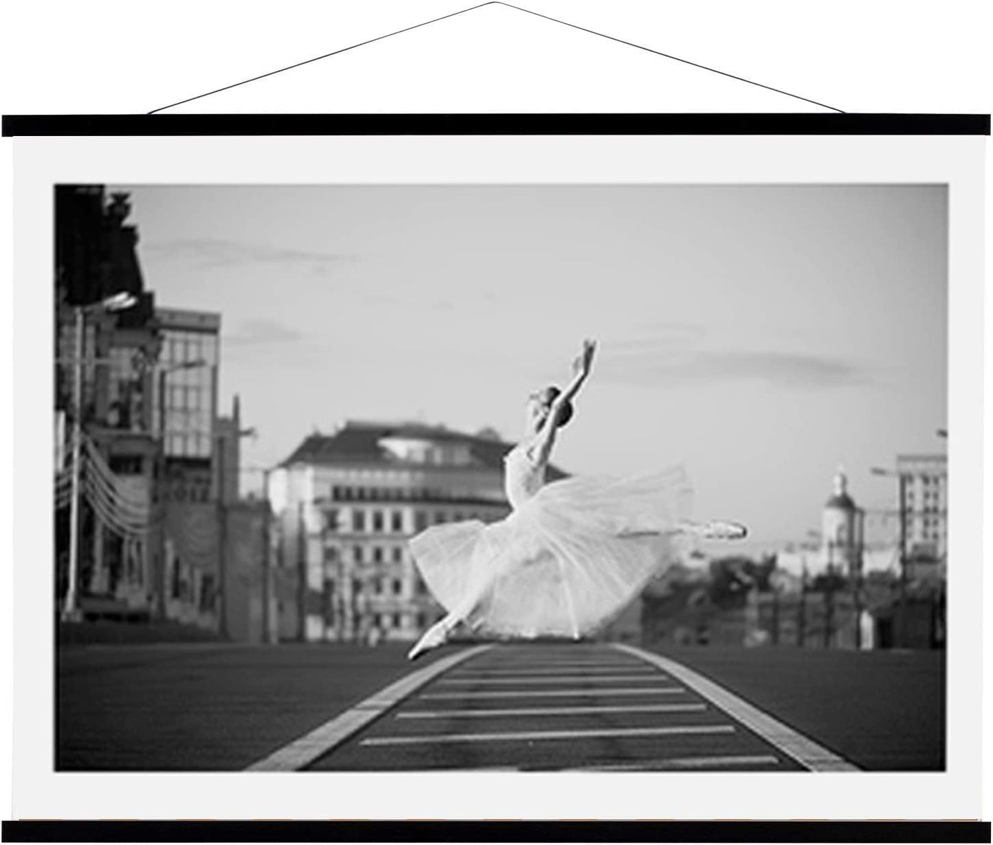 WITCOLOR 32" Wide Magnetic Poster Hanger Frame - 32x24 32x45 32x40 Wooden Poster Frame, Solid Black Wood, Strong Magnets for Easy Hanging Posters Maps Pictures Canvas Scrolls Print Wall Art