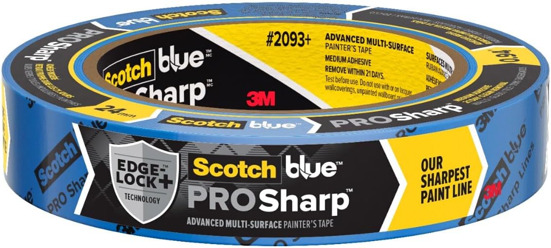ScotchBlue PROSharp Painter's Tape 1 Inch Wide (0.94 in x 60 yd) 1 Roll Blue Tape Protects Surfaces and Removes Easily, Edge-Lock Tape for Indoor and Outdoor Use (2093+-24EC)
