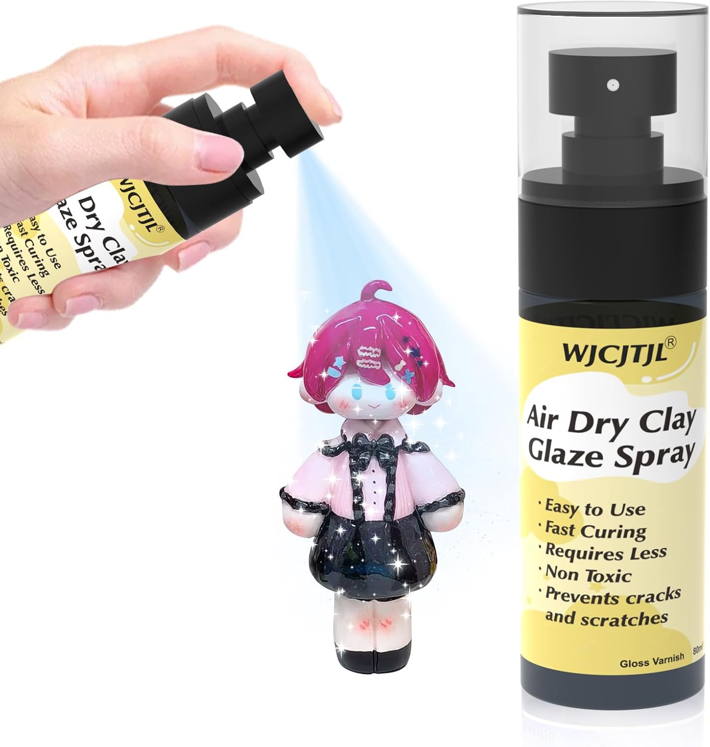 WJCJTJL Air Dry Clay Glaze Spray, Air Dry Clay Varnish – Quick Sealing, Waterproof, Shine Enhancer & Crack & Dust Resistant – 30-Minute Drying Time – Accessories Tool for Air Dry Clay Crafts (1 Pack)