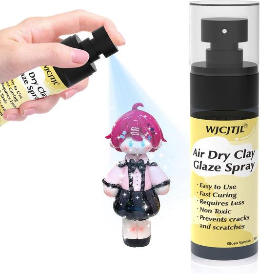 WJCJTJL Air Dry Clay Glaze Spray, Air Dry Clay Varnish – Quick Sealing, Waterproof, Shine Enhancer & Crack & Dust Resistant – 30-Minute Drying Time – Accessories Tool for Air Dry Clay Crafts (1 Pack)