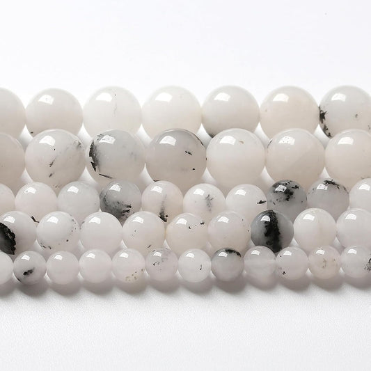 45pcs 8mm Natural Black Rutilated Quartz Crystal Jade Stone Beads for Jewelry Making Energy Healing Power Stone Beads DIY Bracelet Necklace Accessories 15" (8mm, Black Rutilated Quartz Jade)