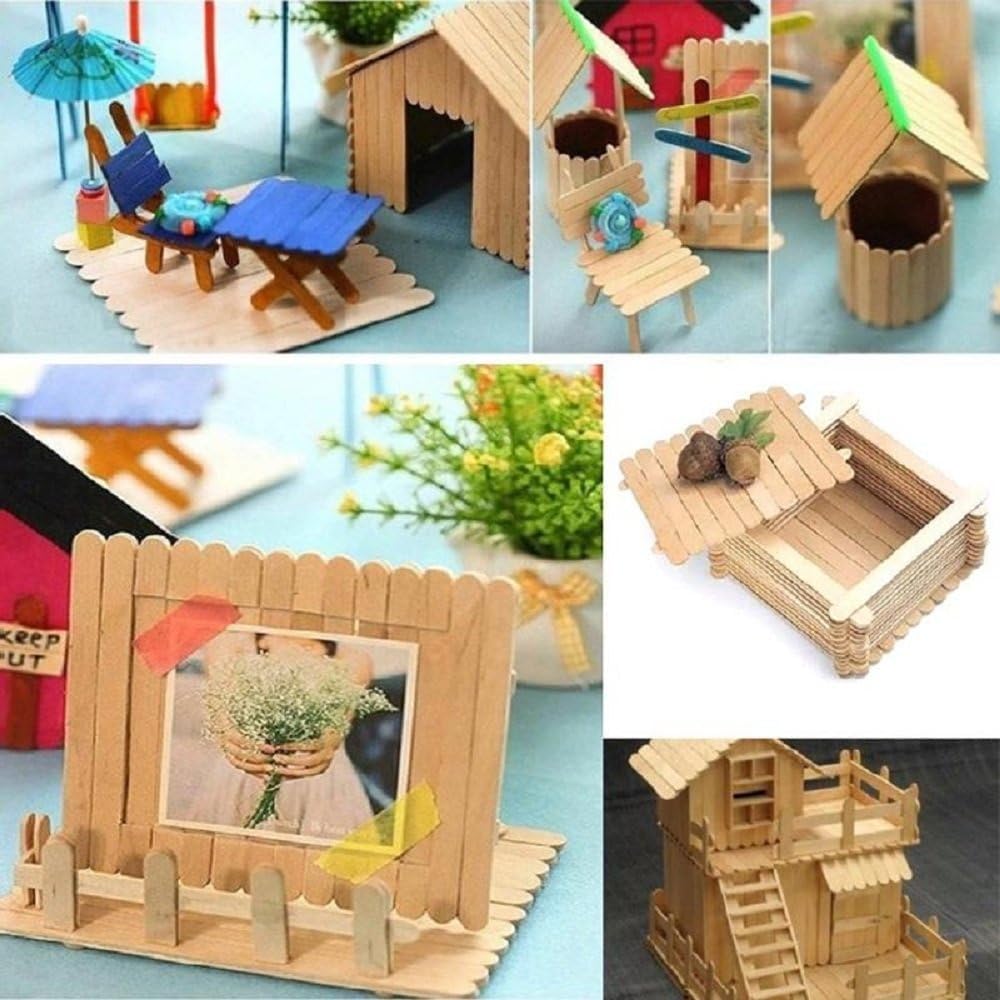 1000 Pcs Craft Sticks Ice Cream Natural Wood Popsicle Craft Sticks 4.5 inch Length Treat Ice Pop for DIY Crafts