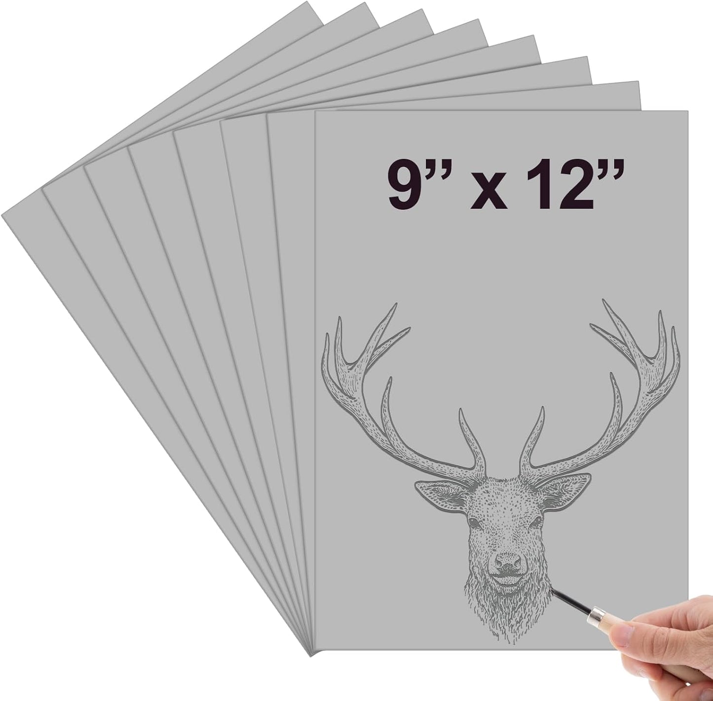 Yeaqee 8 Pcs 9 x 12 Inch Linoleum Block Rubber Carving Block Soft Linocut Blocks Large Linoleum Sheet Unmounted Lino Plates for Engraving Art Project Printmaking Artist Studio Supplies,Gray