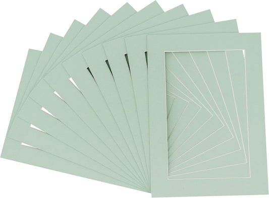 11x14 Mat for 8.5x11 Photo - Precut Honeydew Green Picture Matboard for Frames 11 x 14 Inches - Bevel Cut to Display Art 8.5 x 11 Inches - Acid Free Pack of 10 MATS with Backing Boards & Clear Bags
