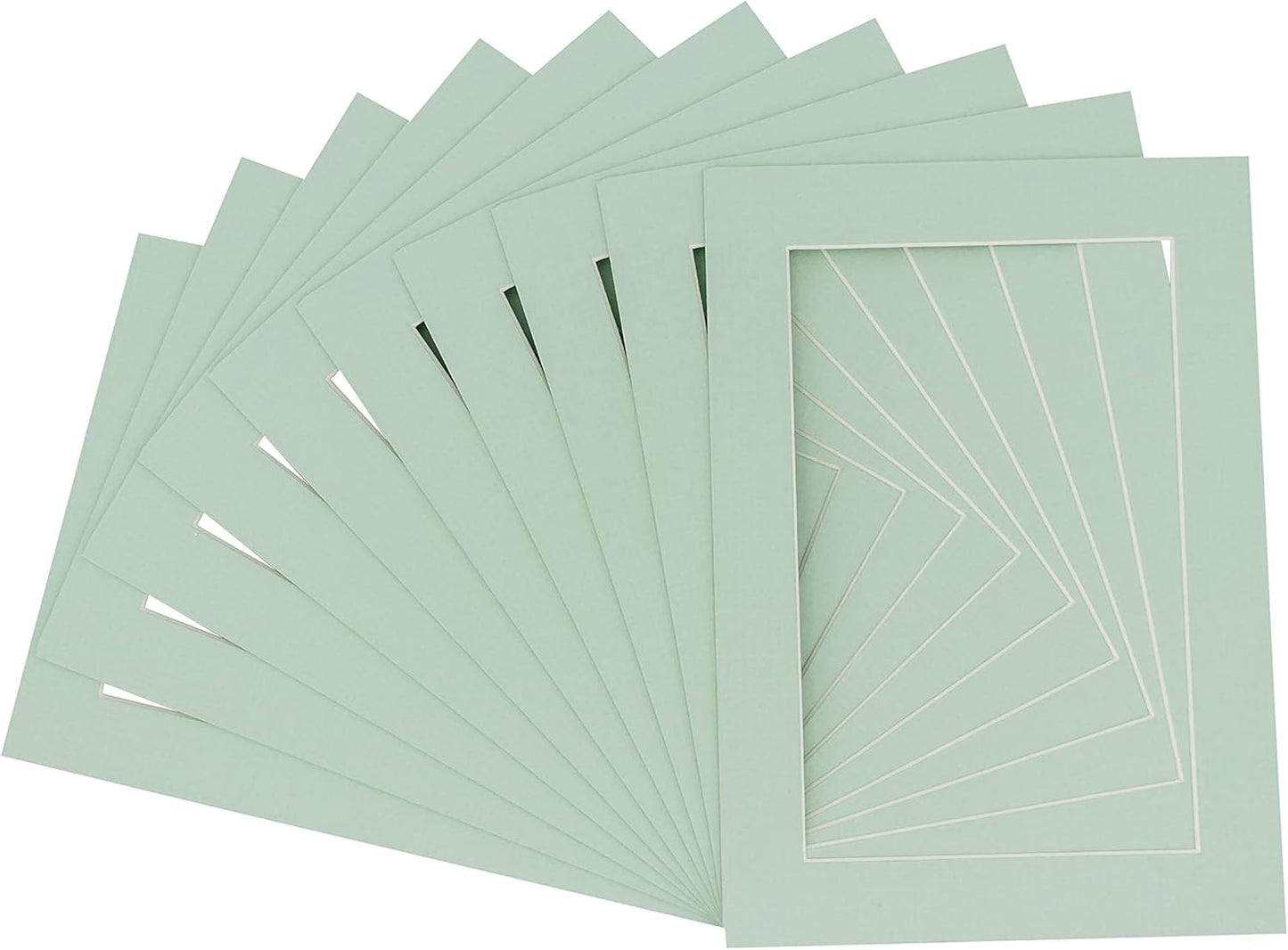 5x7 Mat for 8.5x11 Frame - Precut Mat Board Acid-Free Show Kit with Backing Board, and Clear Bags Honeydew Green 5x7 Photo Matte For a 8.5x11 Picture Frame Matboard for Framing, Pack of 25 Mats