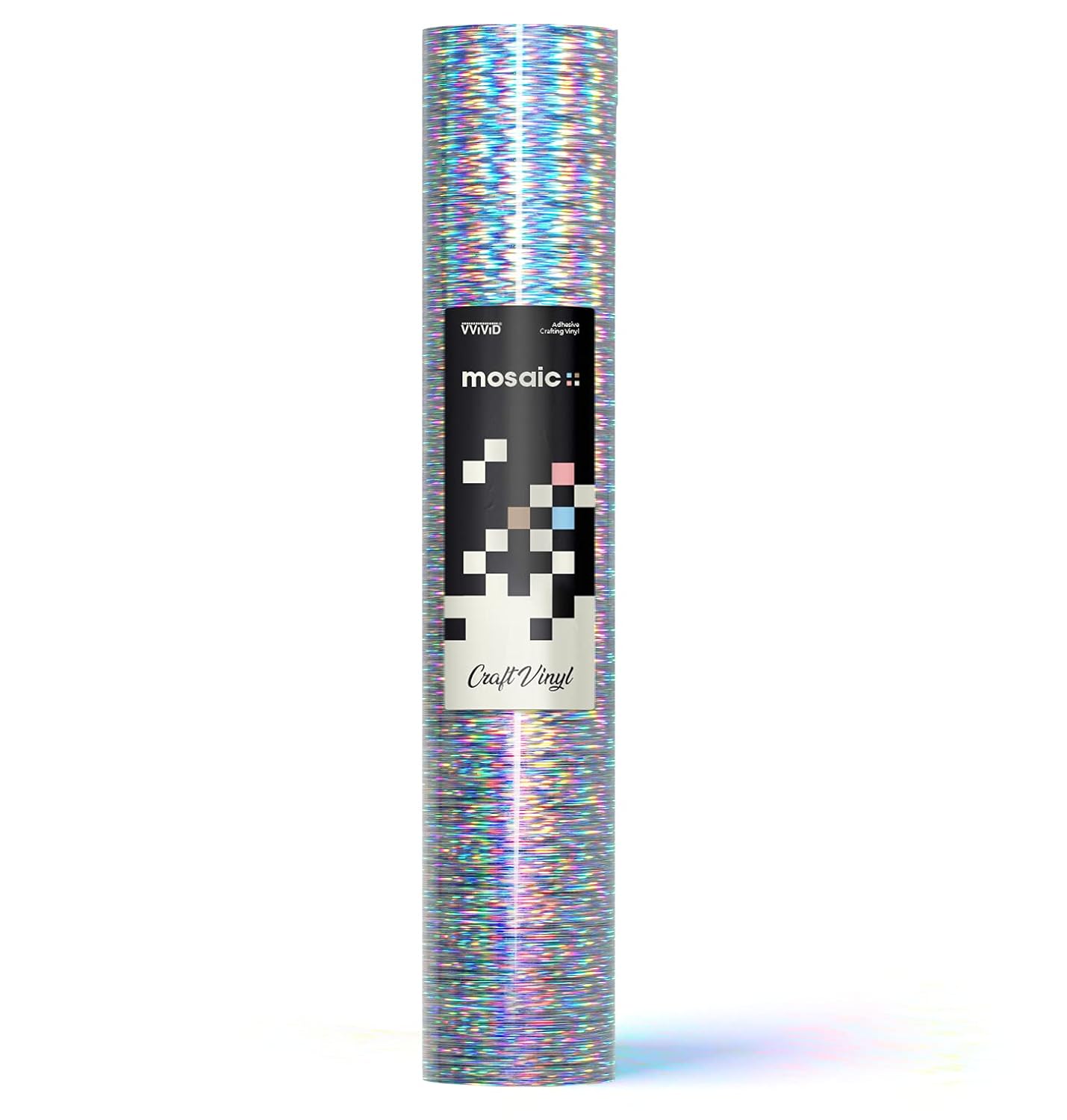 VViViD Mosaic+ Silver Brushed Holographic 1ft x 5ft Crafting Vinyl Crinkle-Free 8yr UV Finish Crafting Vinyl