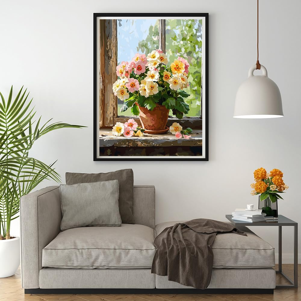 Moohue Art Crafts 14ct Counted Cross Stitch Patterns Kits Flowers Printed Stamped Cross Stitch Kits for Adults Needlepoint Kits (Beautiful Flowers)