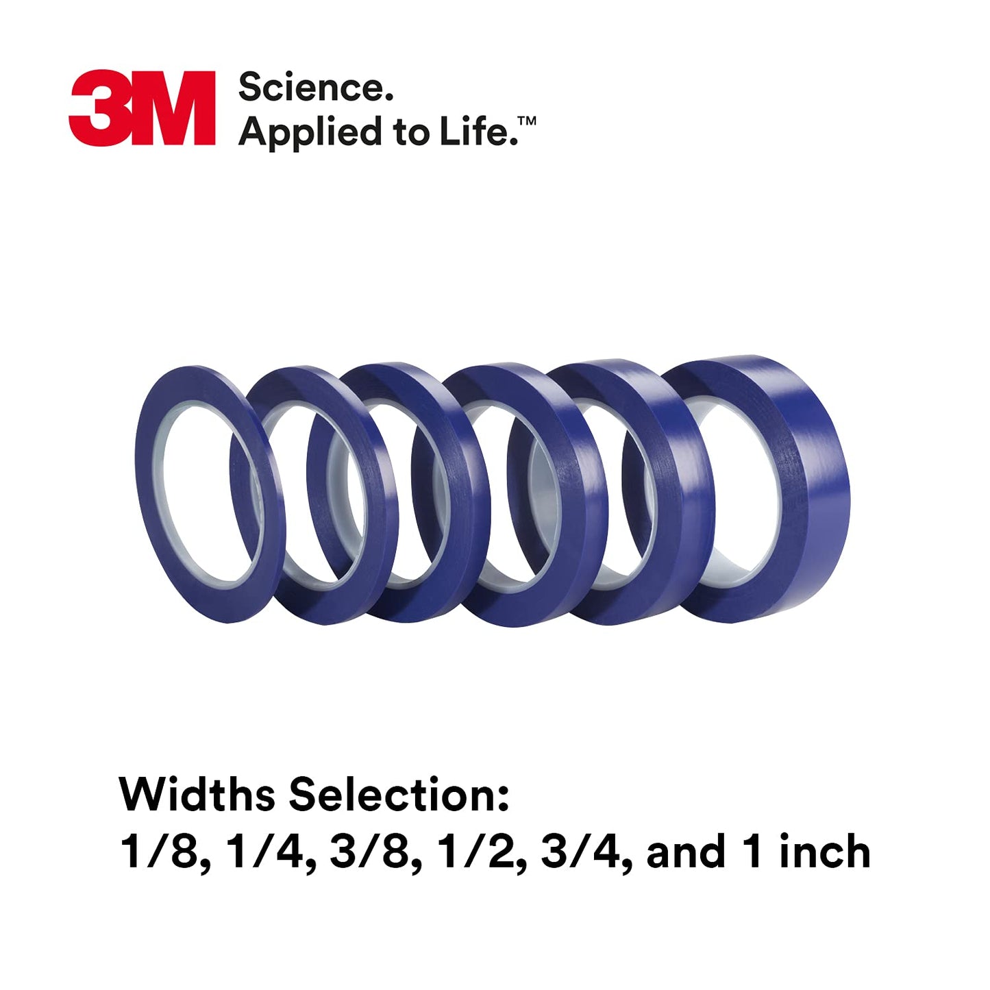 3M Vinyl Tape 471+, 1/2 in x 36 yd, Indigo, 1 Roll, Fine Line Tape for Paint Masking Striping, Color Separation and Complex Designs, High-Temperature, Stretch , Blue