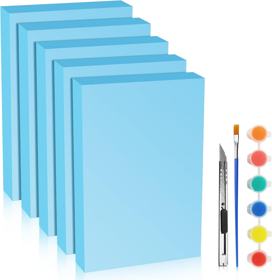 LuckyFoam Blue 5 Pack 12x7.5x1.5 inch Foam Sheets 1.5 Inch Thick Polystyrene Rectangles XPS Foam Board Craft for Insulating DIY Modeling Art Supplies