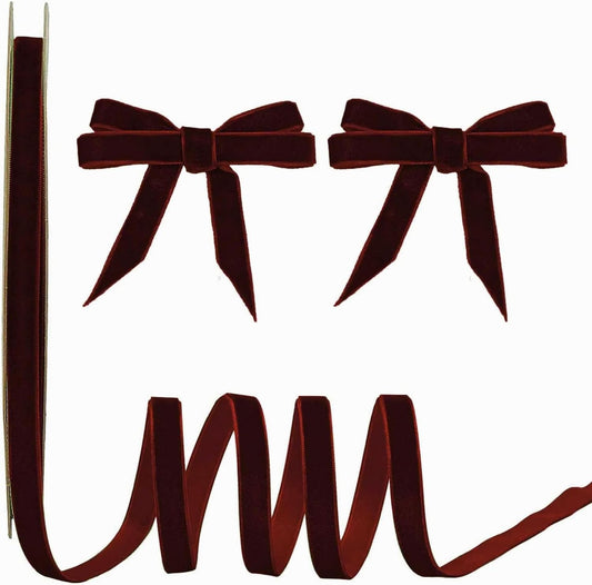 15 Yards Velvet Ribbon 3/8 Inch Single Face Red Velvet Ribbon Spool Prefect for Holiday Wedding, Ribbons for Gift Wrapping, Christmas Tree Ornaments Wreath Hair Bows, Ribbons for Crafts