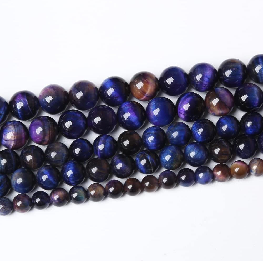 120PCS 6mm AAA Natural Tiger Eye Stone Beads Gemstone Round Spacer Loose Beads for Jewelry Making DIY Bracelet,Necklace, Earrings 2 Strand 32"