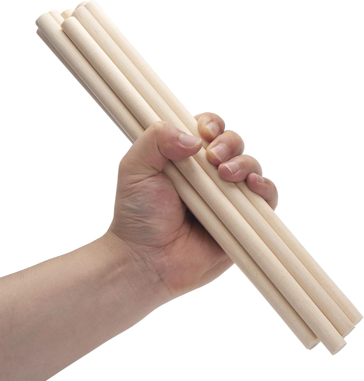 20 PCS Wooden Dowel Rods Wood Macrame Dowels 1/2x 12 inch, Round Wooden Sticks for Crafts, Unfinished Hardwood Sticks for Arts and DIYers, Crafting, Tiered Cake Support and Wedding Ribbon Wands