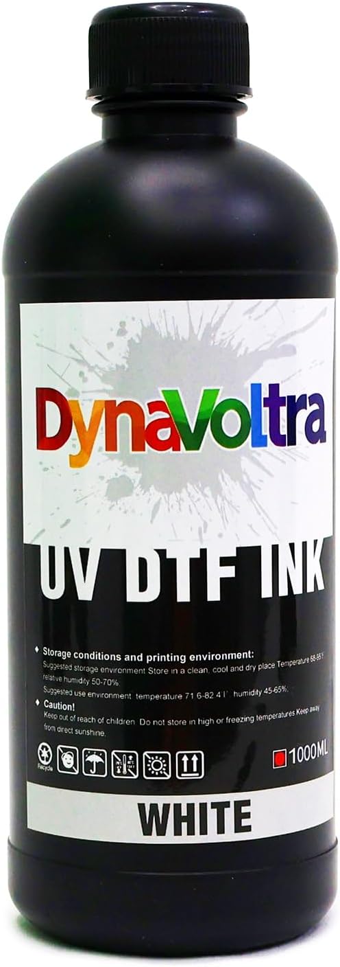 1000ML White UV DTF Ink for UV DTF Printer – Compatible with Ep XP600 TX800 i3200 L805 1390 DX5 DX6 DX7 i1600 DX10 – Fast-Drying, Opaque Direct to Film Ink for Sticker Printing (White)
