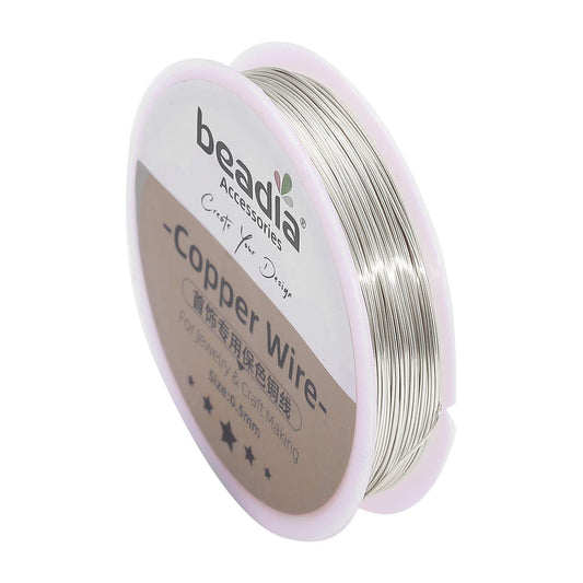 Silver Copper Wire 0.5mm Bead Cord for Bracelet Necklace Charm Beading Jewelry Making 22yard