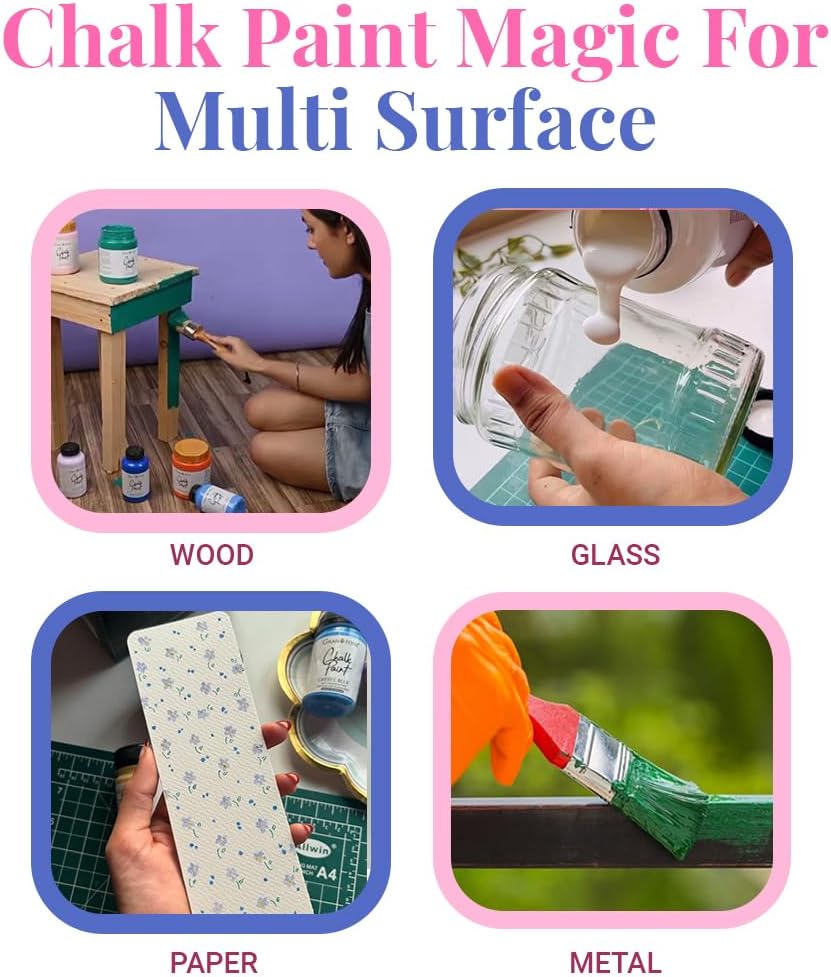 GRANOTONE Chalk Paint for Furniture, Matt-Finish Water-Based Acrylic Paint for Wood, Walls, Metal, Glass, Paper, Fabric Canvas, Maximum Coverage Chalk Paint for Kids & Adults, 500 Ml (TURQUISH)