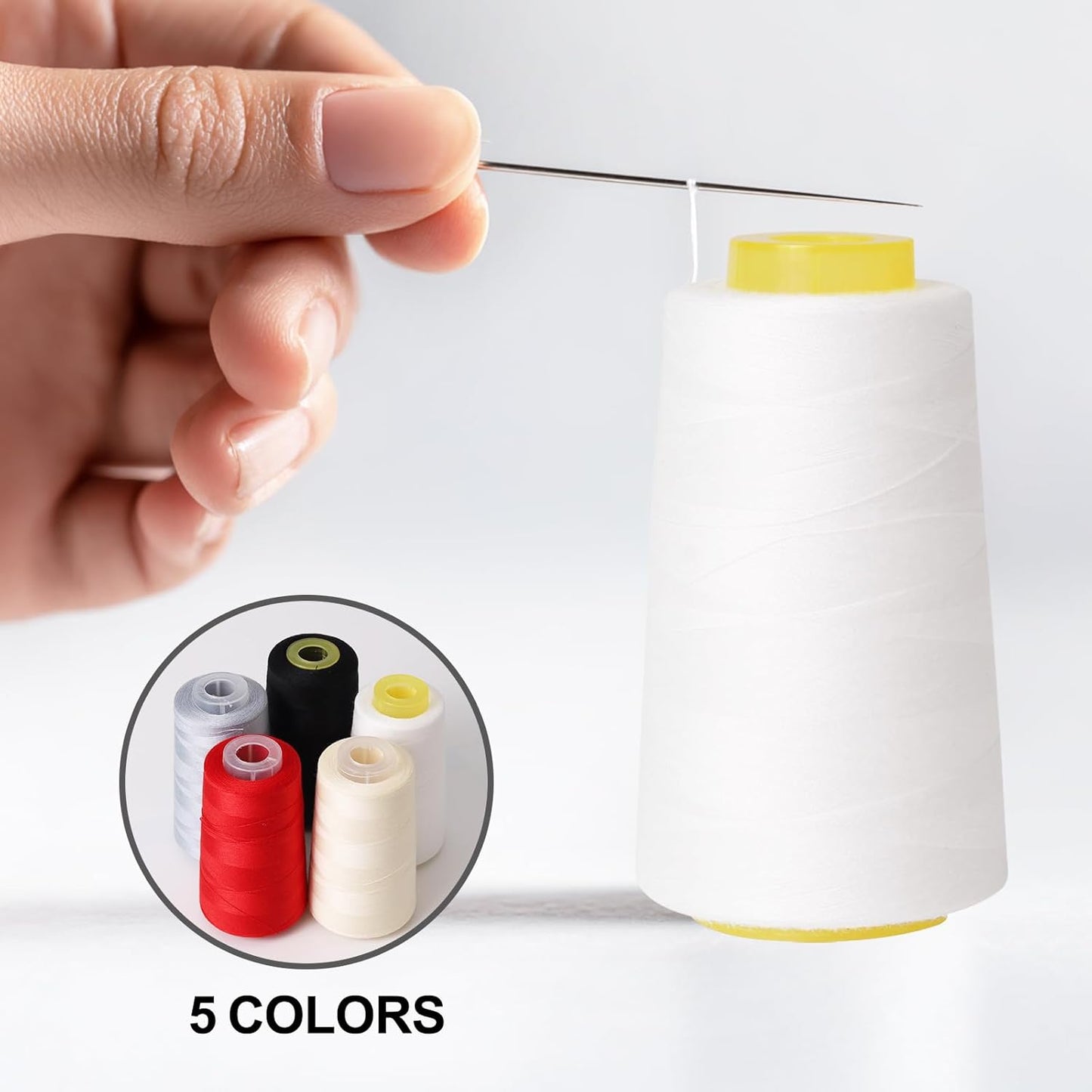 Sewing Thread Cone Set, 4 Pack Serger Thread, 3000 Yards Each, All Purpose Thread for Sewing, Quilting, Machines, Overlock, Merrow & Hand Embroidery (White2Black2)