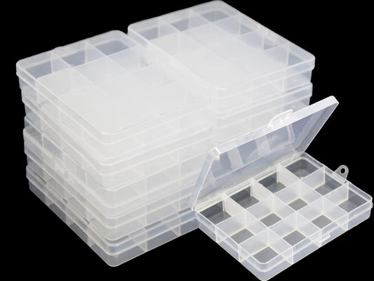 Small Plastic Organizer Box 10 packs12 Grids Clear Storage Container Jewelry Case with Fixed Dividers for Beads Art DIY Crafts Jewelry Fishing Tackles 5.04 * 3.82 * 0.87 inches